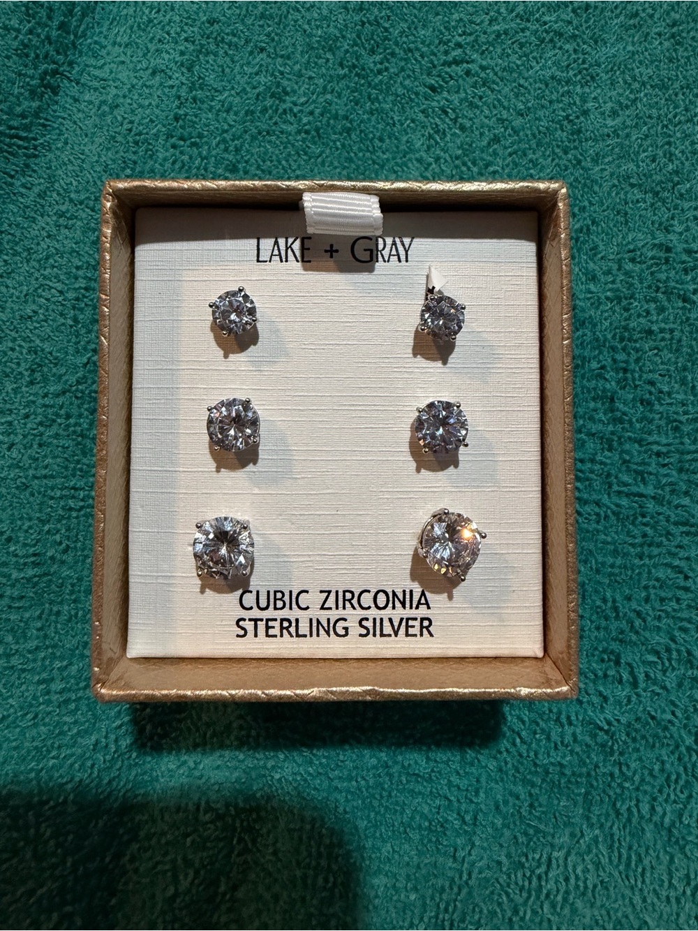 Lake + Gray Sterling Silver Cubic Zirconia Earring Set in Clear/Silver